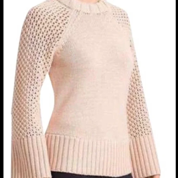 NWT Derek Lam Athleta L sweater Village Blush Pink Cashmere Crew Neck Chunky - Picture 1 of 12